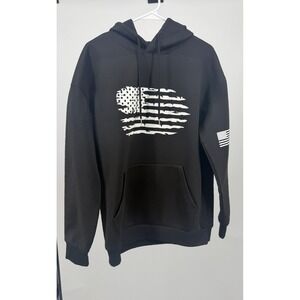 Black Hoodie with White Distressed American Flag